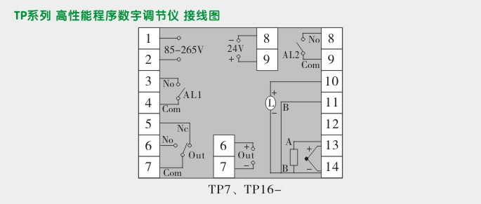 程序调节器,TP16数字调节仪接线图 程序调节器,TP16数字调节仪接线图